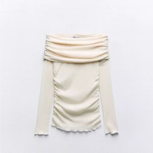 Zara Ivory Semi sheer off the shoulder top